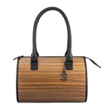 Handtasche Carmen Sebastian Sturm Holz Leder Schwarz Amazaque Henkeltasche