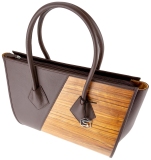 Betty Henkeltasche Sebastian Sturm Handtasche Holz Leder braun Amazaque