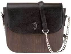 Sebastian Sturm Handtasche Laura Holz Leder Schwarz...