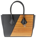 Betty Henkeltasche Sebastian Sturm Handtasche Holz Leder Schwarz Amazaque