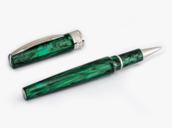 Grüner Visconti Tintenroller Mirage mit Kappe Emerald Rollerball Acryl Brass