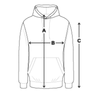 Größendiagramm für Hoodie